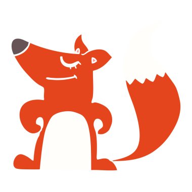 düz renk tarzı çizgi film fox