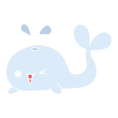 düz renk tarzı çizgi film balina