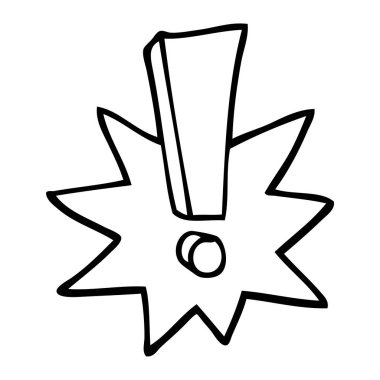 siyah beyaz çizgi film ünlem işareti