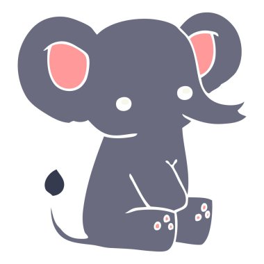 düz renk tarzı çizgi fil