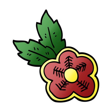 çizgi film doodle gül dövme sembolü