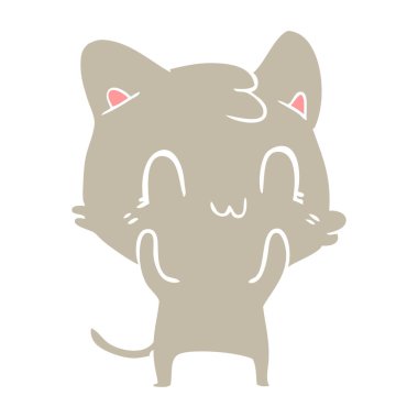 düz renk stil karikatür mutlu kedi