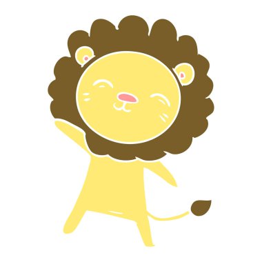 düz renk tarzı çizgi film aslan