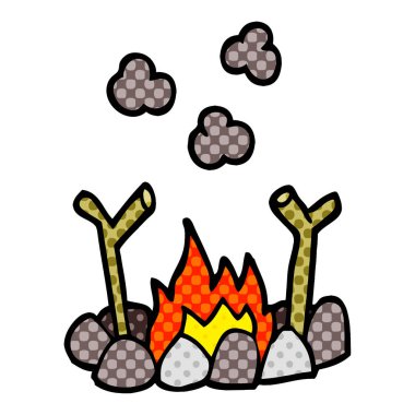 çizgi film doodle kamp ateşi