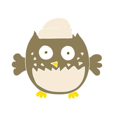 baykuş düz renkli çizimi