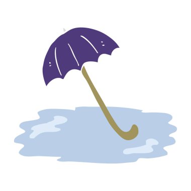 düz renk resimde ıslak şemsiye