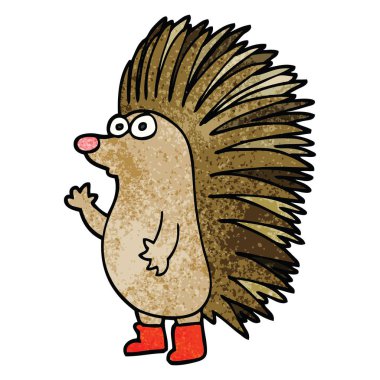 çizgi film doodle dikenli kirpi