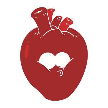 düz renk stil çizgi film kalp karışık