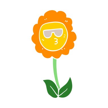 düz renk tarzı çizgi film çiçek