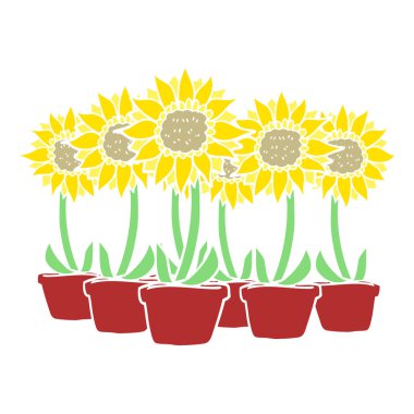 düz renk illüstrasyon ayçiçeği