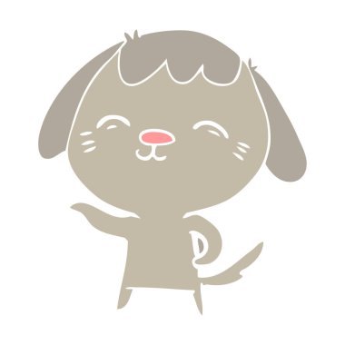 mutlu düz renk stil karikatür köpek