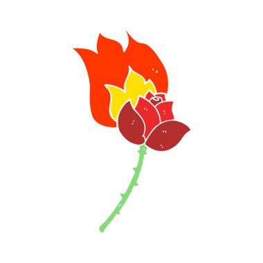 düz renk gül çizimi