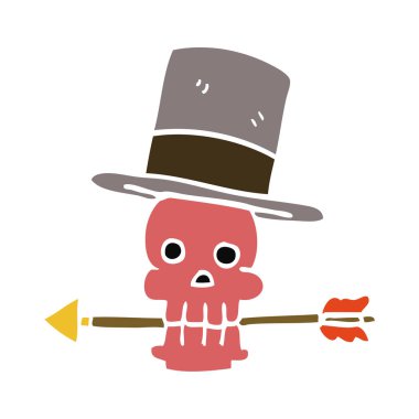 çizgi film doodle kafatası ve ok