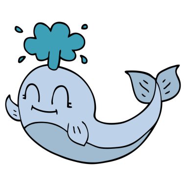 mutlu bir balinanın karikatür doodle