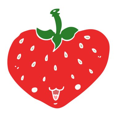 düz renk tarzı çizgi film çilek