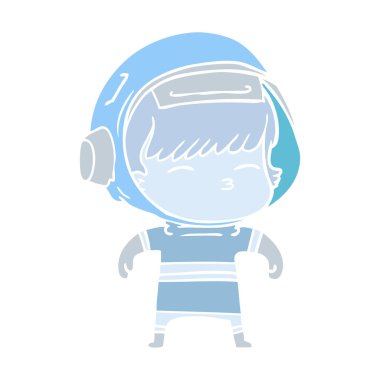 düz renk tarzı çizgi film meraklı astronot