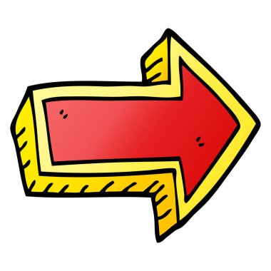 Beyaz arka plan üzerinde izole karikatür doodle ok