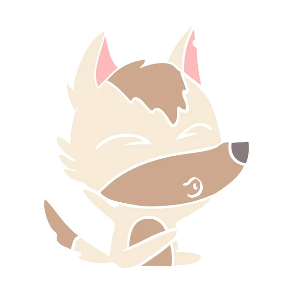 Silbido Lobo Dibujos Animados Estilo Color Plano — Vector de stock