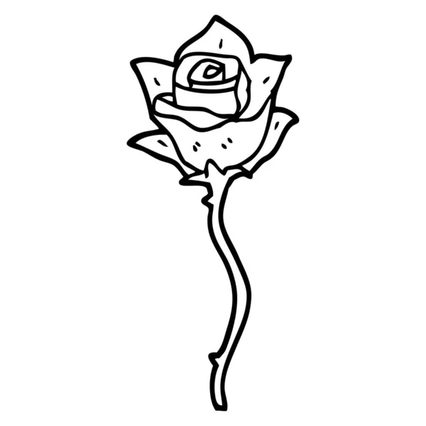 Dibujo Línea Caricatura Rosa Roja — Vector de stock