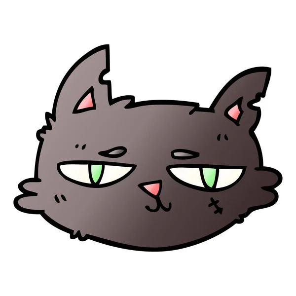 Vector Gradient Illustration Tecknad Tuff Katt Ansikte — Stock vektor