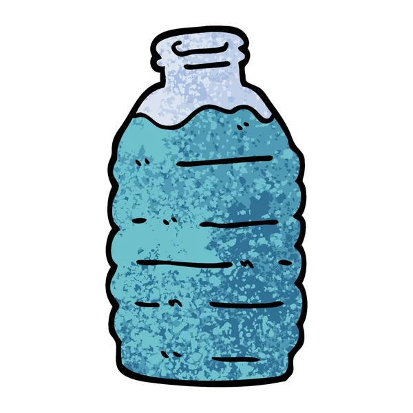 Grunge Textured Illustration Cartoon Water Bottle — Stock Vector