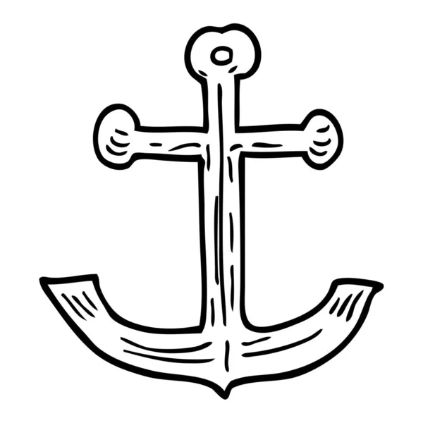 Γραμμικό Σχέδιο Καρτούν Πλοία Άγκυρα — Διανυσματικό Αρχείο