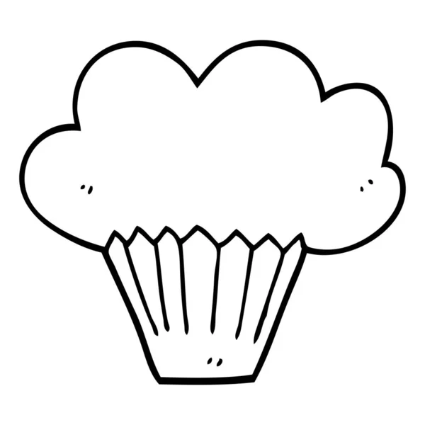 Línea Dibujo Dibujos Animados Cupcake — Archivo Imágenes Vectoriales