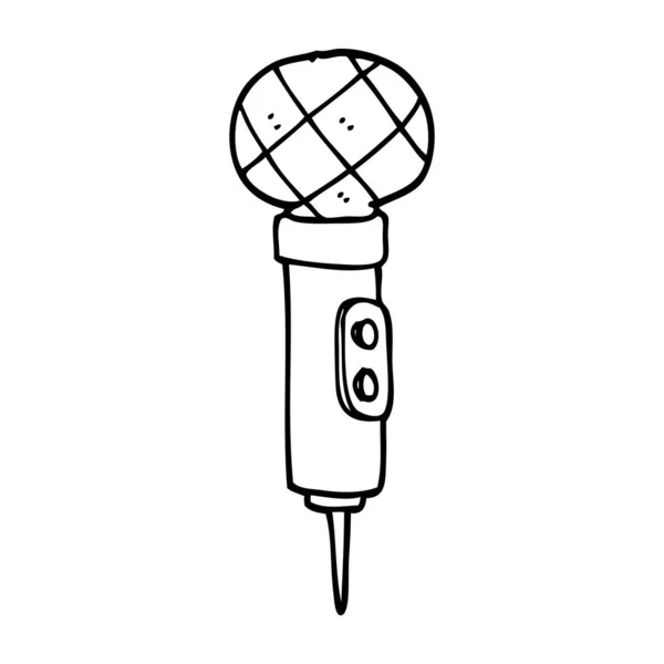Dibujo Línea Dibujos Animados Micrófono — Vector de stock