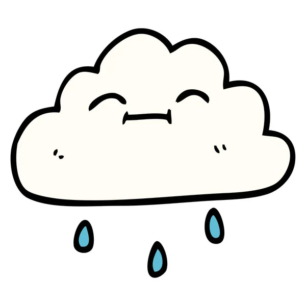 Kreslený Doodle Happy Rain Cloud — Stockový vektor