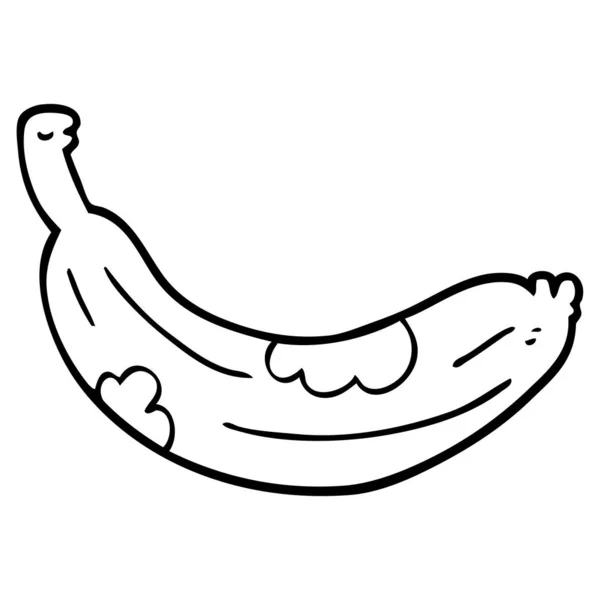 Linea Disegno Cartone Animato Marcio Banana — Vettoriale Stock