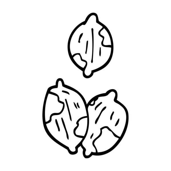 Line Drawing Cartoon Nuts Shells — Stock Vector