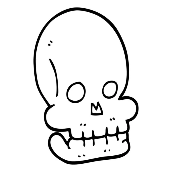 Línea Dibujo Dibujos Animados Divertido Cráneo — Archivo Imágenes Vectoriales