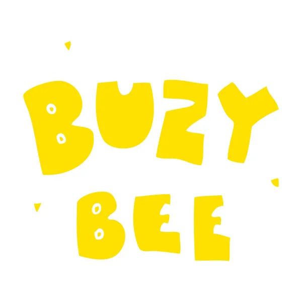 Egale Kleur Illustratie Van Buzy Bee Tekst Symbool — Stockvector