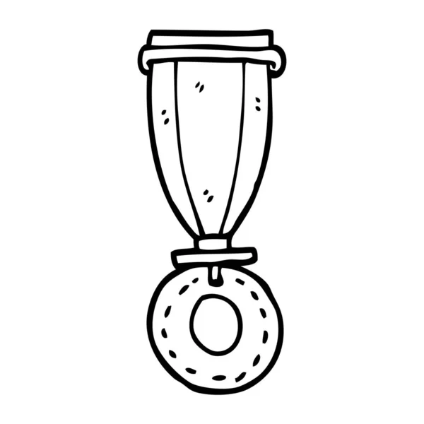 Line Drawing Cartoon Medal — Stock Vector