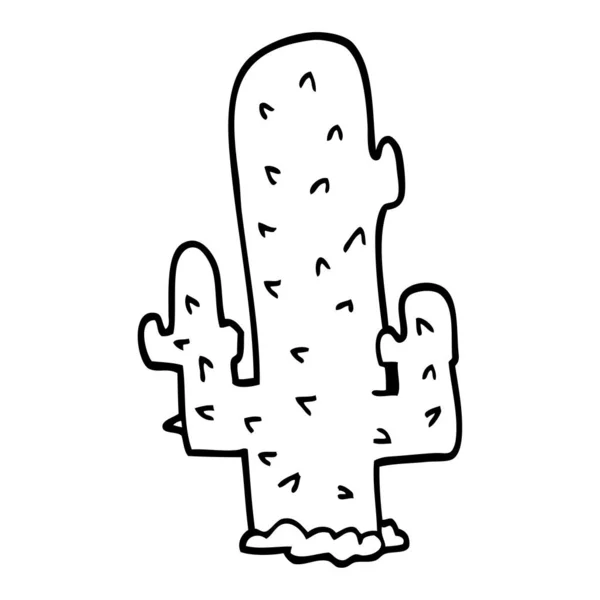 Linea Disegno Cartone Animato Cactus — Vettoriale Stock