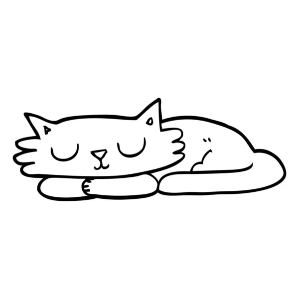 線画漫画寝てる猫 — ストックベクタ