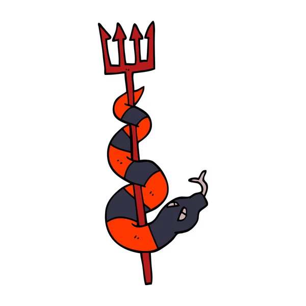 Rajzfilm Doodle Ördögök Villát Kígyó — Stock Vector