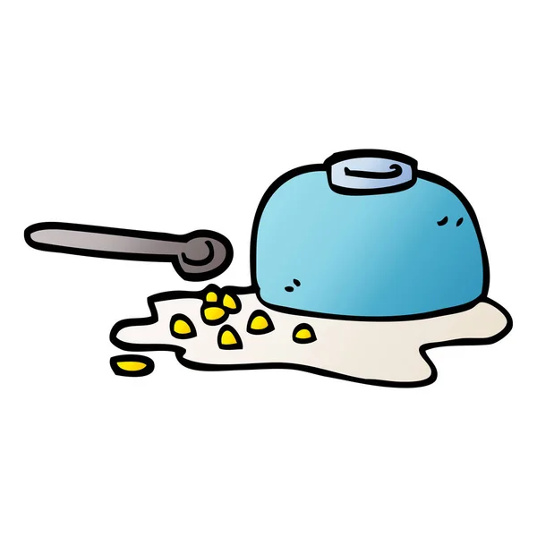 Cartoon Doodle Spilt Cereal Bowl — Stock Vector