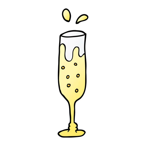 Çizgi Film Doodle Şampanya — Stok Vektör