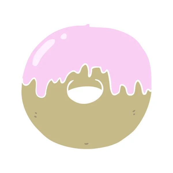 Flat Color Style Cartoon Donut — Stock Vector