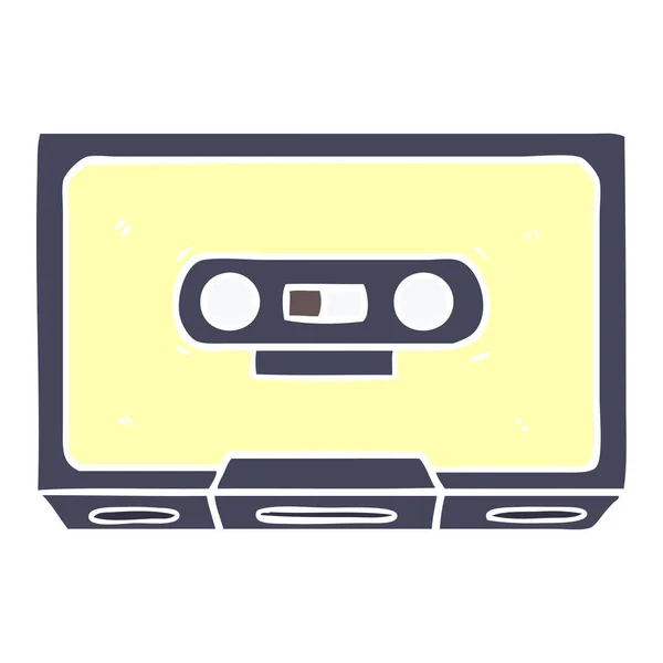 Egale Kleur Stijl Cartoon Oude Cassette Tape — Stockvector