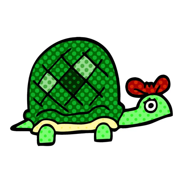 Dibujos Animados Garabato Tortuga Divertida — Vector de stock