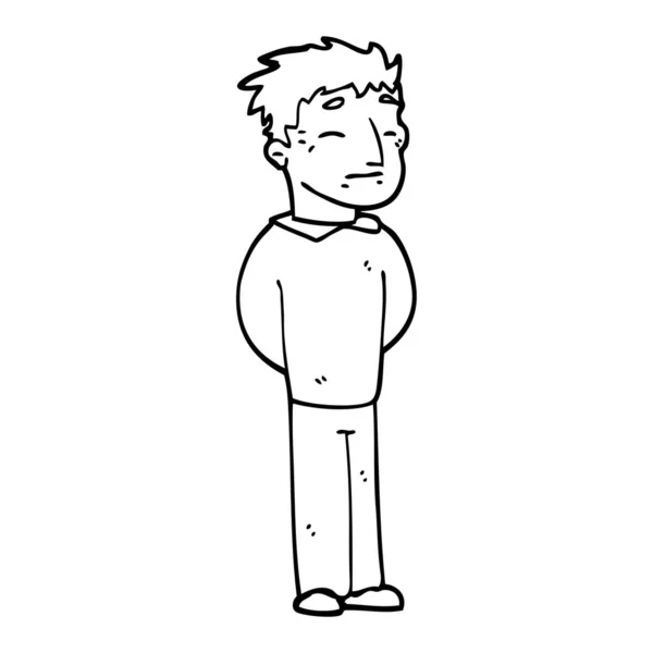 Bianco Nero Cartone Animato Uomo Piedi — Vettoriale Stock