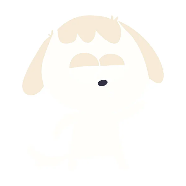Flat Color Style Cartoon Bored Dog — Stock Vector