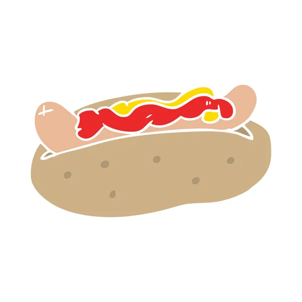 Estilo Cor Plana Dos Desenhos Animados Hotdog — Vetor de Stock