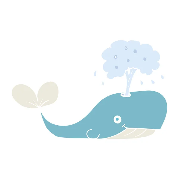 Ilustracja Kolor Płaskie Wieloryba Strumieniem Wody — Wektor stockowy