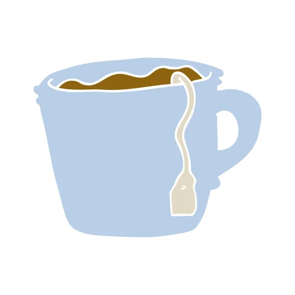 Szalagkábel Színes Stílus Karikatúra Forró Csésze Tea — Stock Vector