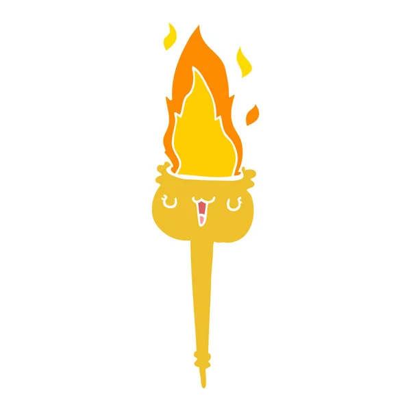 Plat Couleur Style Dessin Animé Flamboyant Torche — Image vectorielle