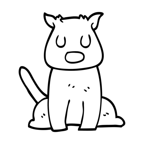 Desenho Linha Desenho Animado Cão Calmo —  Vetores de Stock