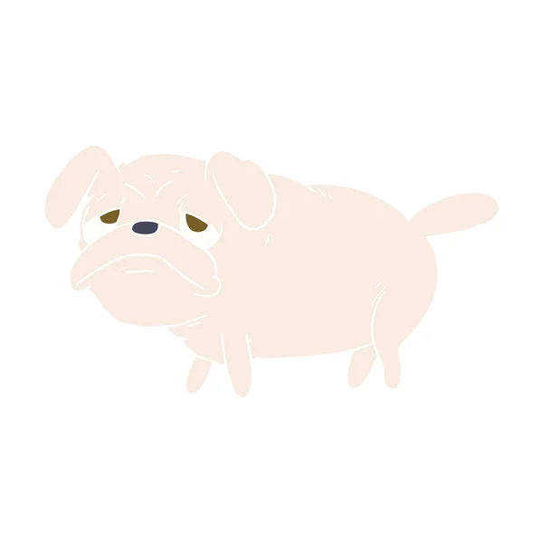 Perro Pug Infeliz Estilo Dibujos Animados Color Plano — Vector de stock